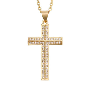Attractive Christian Cross Shiny Pave AAA Zircon Crytals Necklaces - Religious Jewellery Gifts - The Jewellery Supermarket